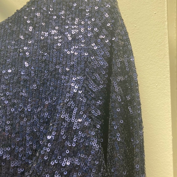 Beautiful, navy sequin evening dress! perfect for next formal event or wedding! - Picture 6 of 9
